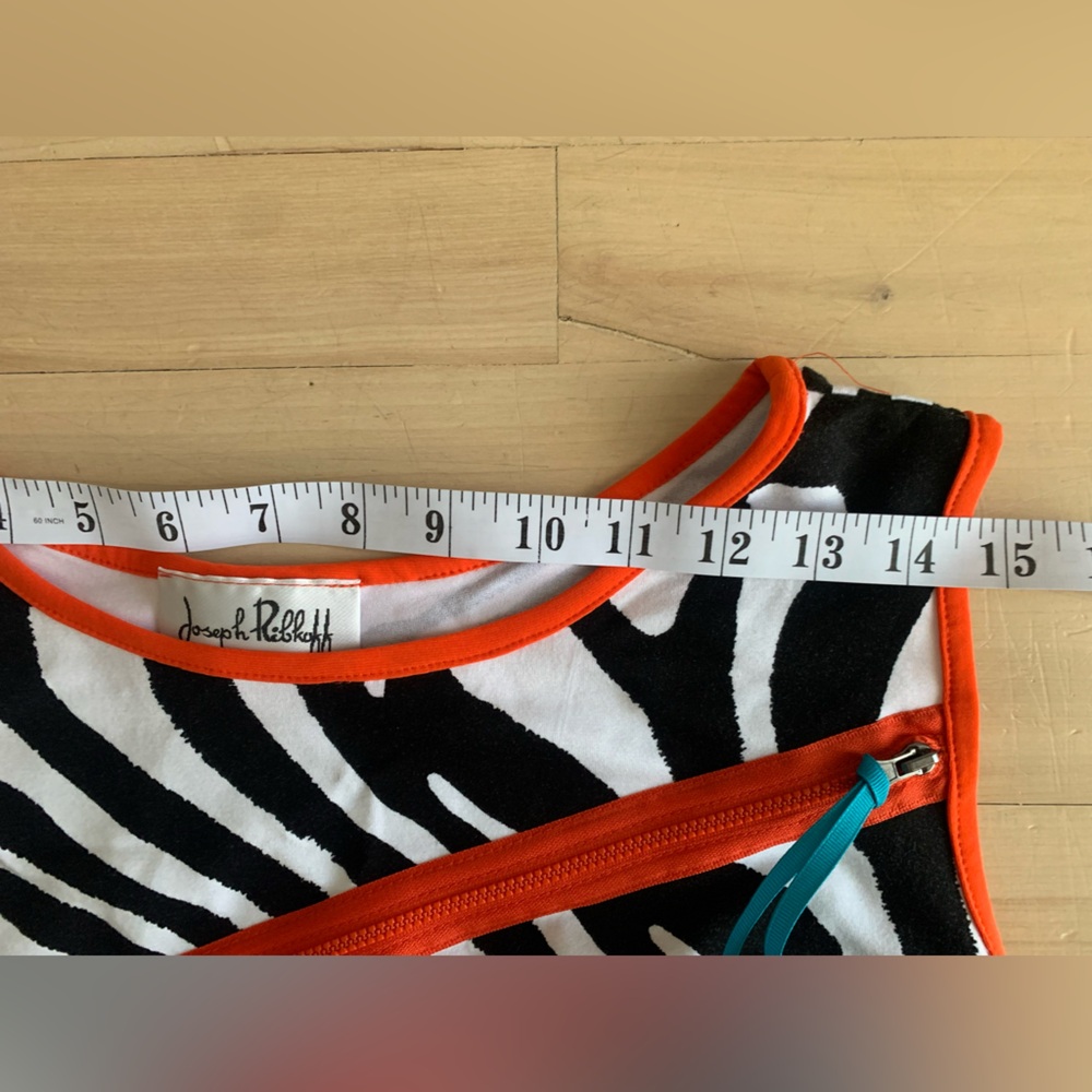 🆕 JOSEPH RIBKOFF - Black & White Zebra Tank with Bright Orange Trim - Picture 5 of 9